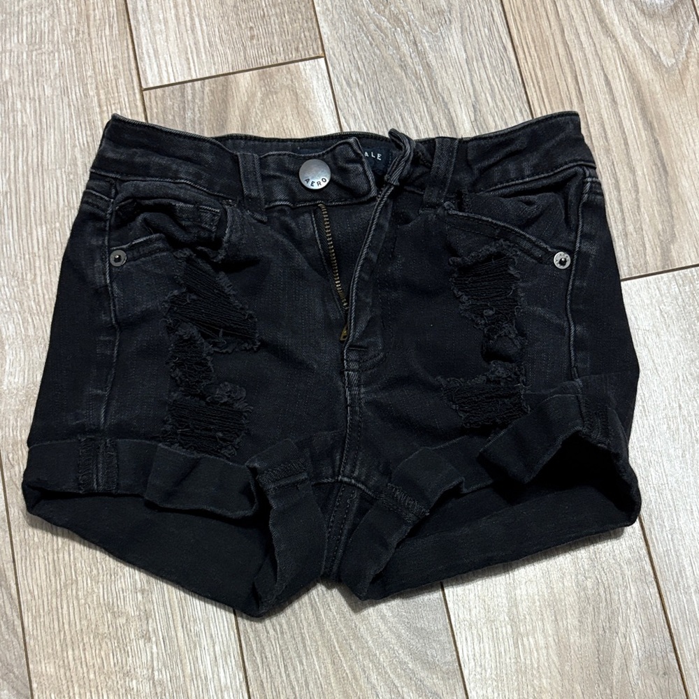 Aeropostale Black Ripped Jean Shorts